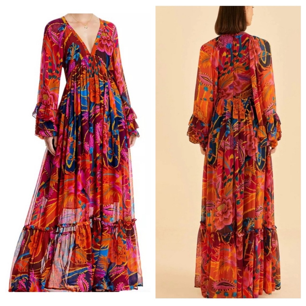 Farm Rio Vintage Wave Maxi Dresss